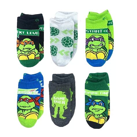 Boys' Teenage Mutant Ninja Turtles Retro 6-Pack No-Show Socks