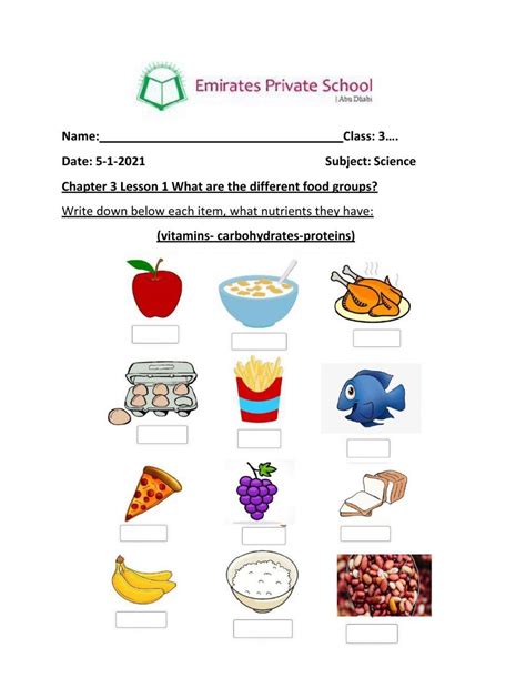 Image result for Basic Food Groups Live Worksheet