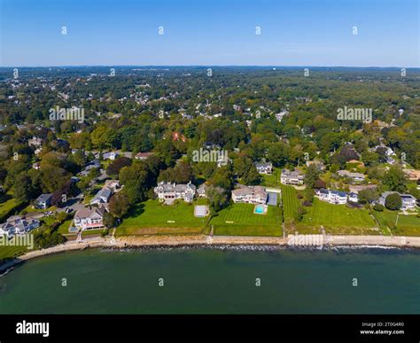 Historic mansion at Patch Beach near Hospital Point aerial view at ...