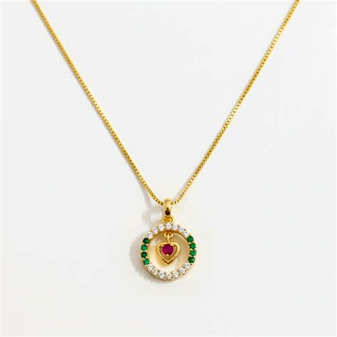 22K Gold Plated Ruby Heart Pendant Necklace | Zytoon