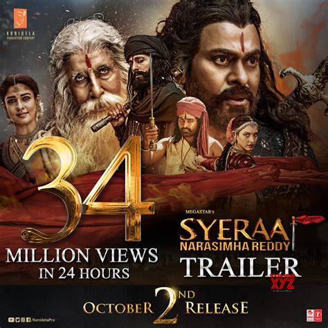 Sye Raa Narasimha Reddy Movie Trailer Gets 34 Million Views In 24 Hours ...