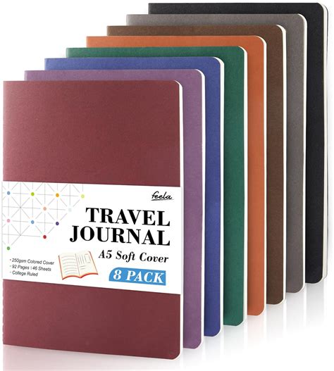 Feela 8 Pack Soft Cover Notebooks A5 Lined, Journal Notebooks College ...