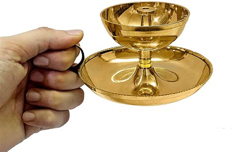 Buy Sharvgun Brass Aarti Akhand Diya Metal Diya Handle Puja Diya Pooja ...