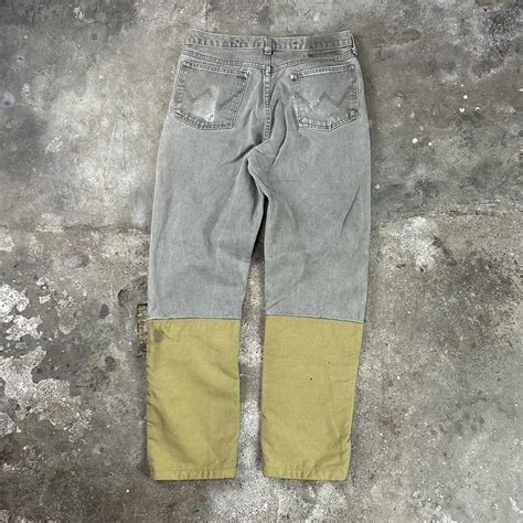 Vintage 90s Tan Double Knee Jeans Men’s 33 x... - Depop