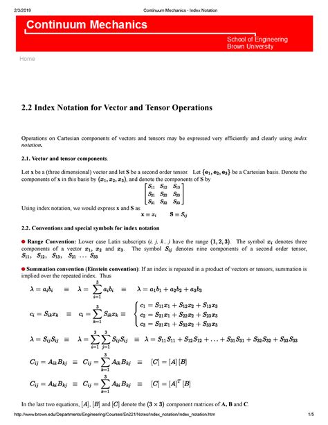 Notación Indicial - Home 2 Index Notation for Vector and Tensor Operations Operations on ...