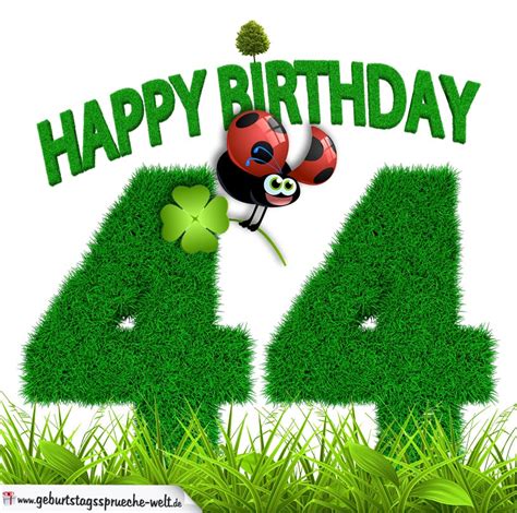 44. Geburtstag als Graszahl Happy Birthday - Geburtstagssprüche-Welt