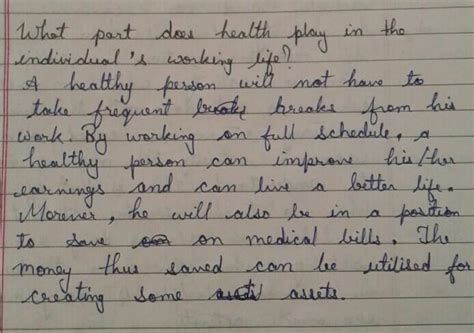 5. What part does health play in the individual's working life ...