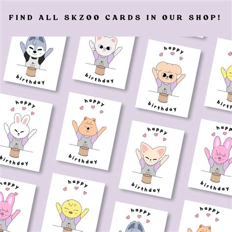 Buy Stray Kids Birthday Card Printable Digital Download - SKZOO Jiniret ...