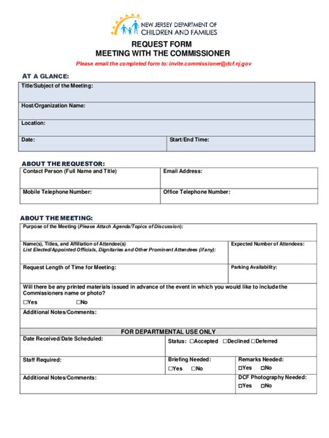 Fillable Online REQUEST FORM COMMISSIONER'S ATTENDANCE AT ... Fax Email ...
