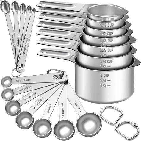Measuring Cups and Spoons Set, 7 Stainless Steel Nesting Measuring Cups ...