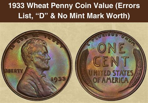 1933 Wheat Penny Coin Value (Errors List, “D” & No Mint Mark Worth ...