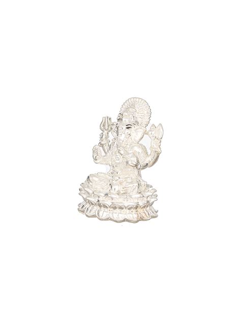 999 Pure Silver Ganpati Murti Edant Idol On Lotus Silver Idol – Saraf ...