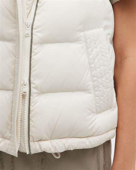 Brunello Cucinelli Mate Monili-Trim Hooded Puffer Vest | Neiman Marcus