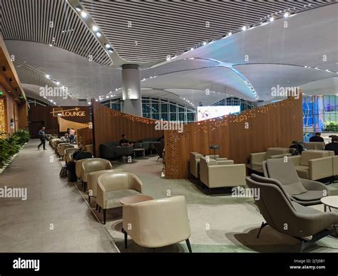 Seating area in the business lounge of Istanbul Airport Stock Photo - Alamy