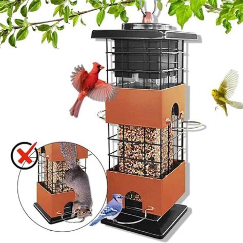 Squirrel Proof Bird Feeder, Metal Bird Feeders for Outdoors Hanging, 2 ...