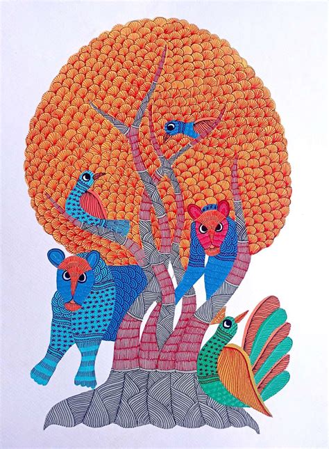 Buy Life of the Jungle – Authentic Gond Painting for Sale