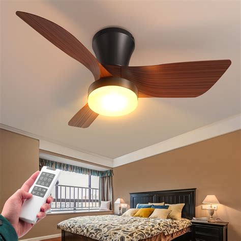 VOLISUN Small Ceiling Fans with Lights, 30in Flush Mount Ceiling Fan ...