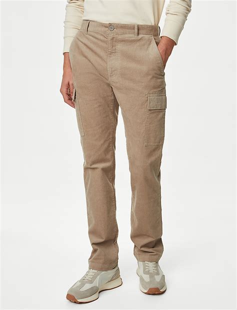 Buy Straight Fit Corduroy Stretch Cargo Trousers at Marks & Spencer