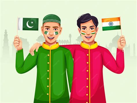 Premium Vector | Happy hindu muslim kids holding india and pakistan flags the concept of ... - ratio of hindu and muslim in india