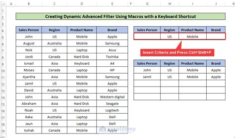 Excel Advanced Filter with a Macro Button 的图像结果