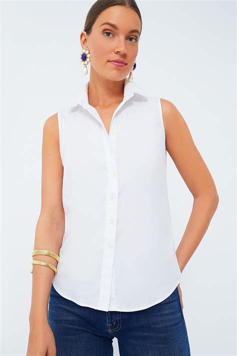 White Sleeveless Essentials Shirt | The Shirt by Rochelle Behrens