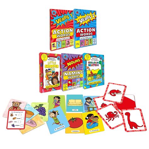 Buy 5 Deck Combo | 60 Action Words | 30 Naming Words | 2 Fun Games ...