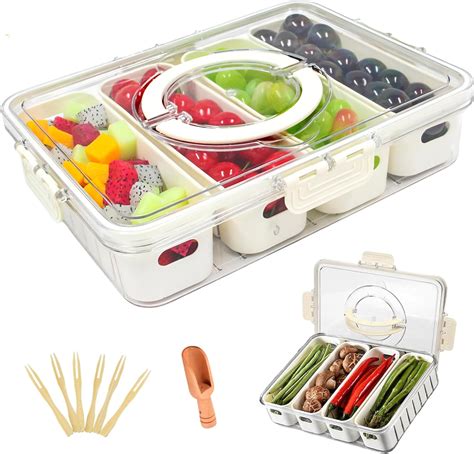 Amazon.com | Divided Serving Tray with Lid and Handle - Container ...