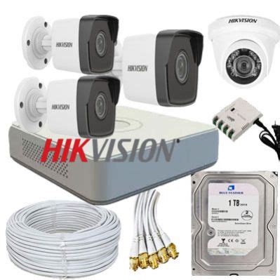 HIKVISION 4CH DVR, 3 Night IR Model Bullet and 1 Dome Cameras, 1 TB ...