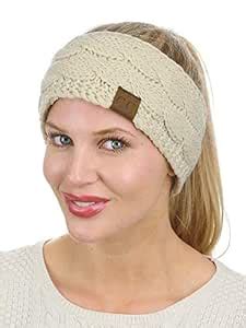 Buy C.C Soft Stretch Winter Warm Cable Knit Fuzzy Lined Ear Warmer ...