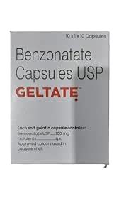 Buy BENZONATATE CAPSULES USP GELTATE,EACH SOFT GELATIN CAPULE CONTAINS ...