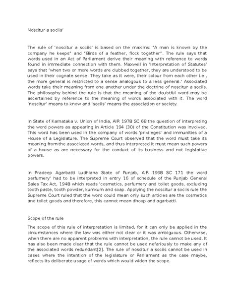 Interpretation of 'Noscitur a Sociis' - Quiz Notes on Legal Maxims ...