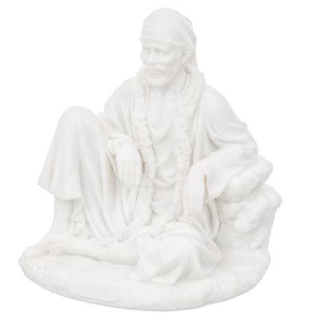 White Polyresin Sai Baba Sitting Statue – eCraftIndia