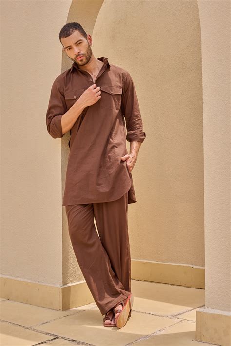 Brown Pathani Kurta Set – Jorasa India