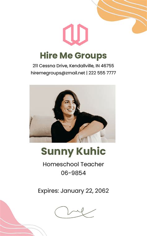 Homeschool Teacher ID Card Template in Illustrator, Word, PSD ...