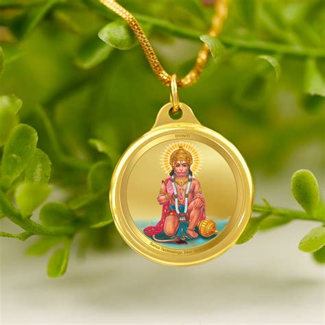 Diviniti 24K Gold Plated Hanuman Ji & Yantra 22MM Double Sided Pendant ...