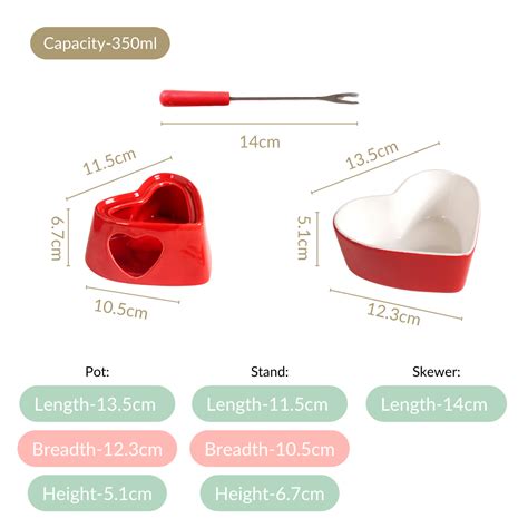 Heart Shaped Ceramic Fondue Set With Dipping Skewers Online - Premium ...