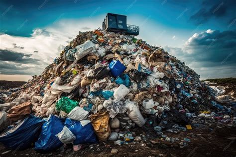 Premium Photo | Pile of plastic trash and overflowing garbage on landfill