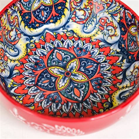 Regal Red Mandala Bowl With Handle 600ml Online - Premium Bowl with ...