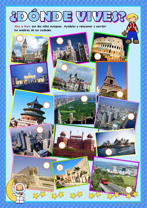 ¿Dónde vives?: Español ELE hojas de trabajo pdf & doc