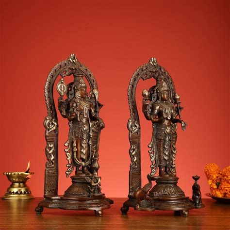 Superfine Brass Lord Vishnu & Goddess Lakshmi Idol Pair | 16 inch ...