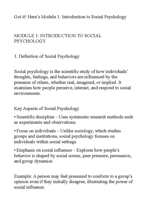 Module 1: Intro to Social Psychology - Comprehensive Notes - Studocu