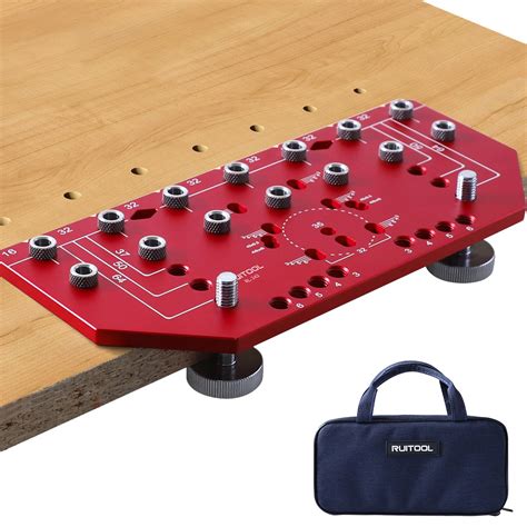RUITOOL Shelf Pin & Hinge Jig Two-in-One, Self-contained Clamping, 1/4 ...