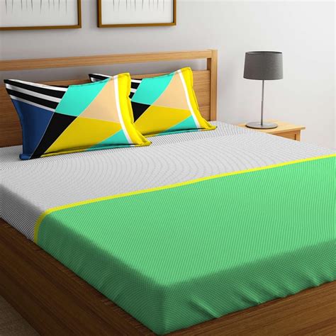 Buy PORTICO Verve Printed King Size Fitted Bedsheet-Set Of 3 Pcs. from ...