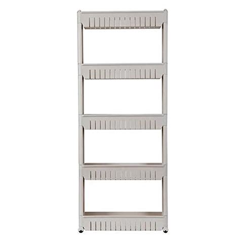 Buy 5 Tier Mobile Shelving Unit Organizer Slide Out Storage Tower Slim ...