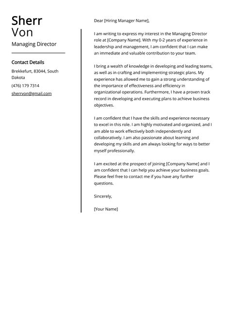 Managing Director Cover Letter Example (Free Guide)