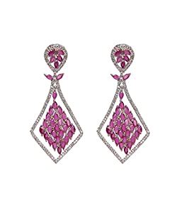 Silver Plated Pink Polki Dangler Party Earrings TE816 : Amazon.in: Fashion