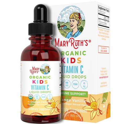 USDA Organic Kids Vitamin C Drops by MaryRuth’s | Vegan Vitamin C Supplement for Ages 4-13 ...
