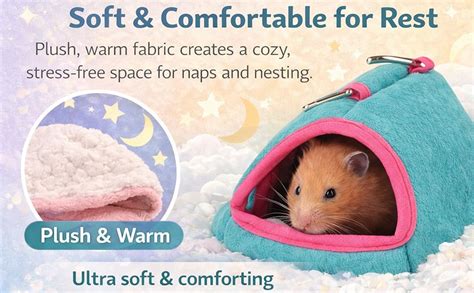 VAYINATO Warm Hamster Hideout Hanging Hammock Bed, Cozy Sleeping Nest ...