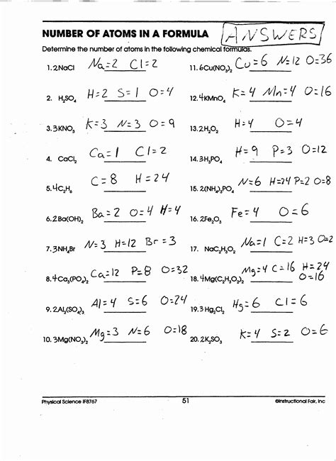 Counting Atoms Worksheet Answer Key 的图像结果