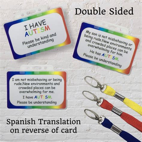 Autism Awareness Set of 3 Cards and Lanyard - Spanish Translation on ...